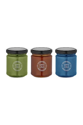Selka Home - Rainbow 3'lü Renkli Cam Tasarım Kokulu Candle Mum Sarı
