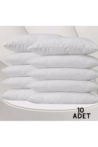 10'lu Pamuklu Beyaz Fermuarlı 50x70 Cm Iç Yastık Kılıfı 10 Adet