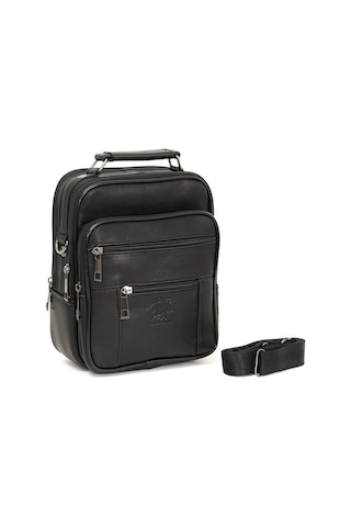 Tuldar Erkek Hakiki Deri Çelik Kasalı Fermuarlı El Ve Omuz Çantası 18x22 Cm Tul514 Siyah