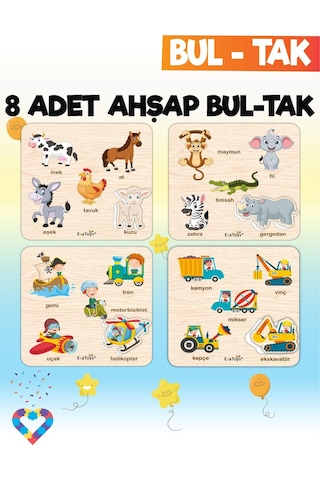 Montessori 8 Li Mega Bul Tak Seti 2 5 Yaş Ahşap Eğitici Oyuncak