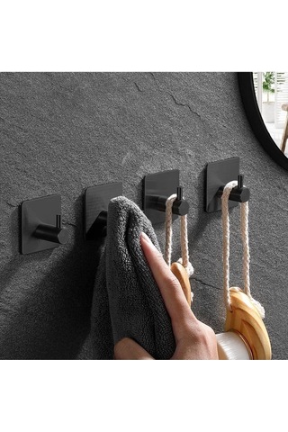Zift Unique 4 Adet Paslanmaz Çelik Siyah Banyo Askısı / Bornoz Askısı / Havlu Askısı / Havluluk /paslanmaz Hooks Diğer