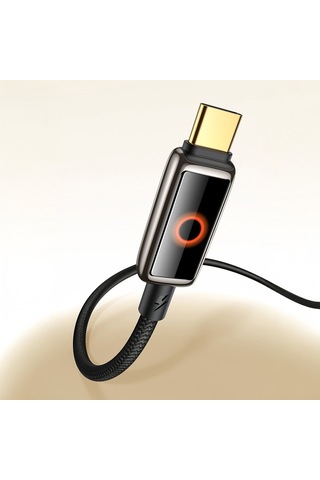 Mcdodo CA-6650 6A Usb Type-C Halo Solunum Işıklı Şarj Kablosu 1.2 M Siyah