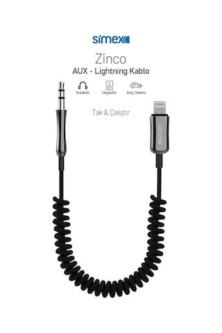 Simex 77 Plus SA-01 Zinco Kumaş Spiralli AUX Kablosu