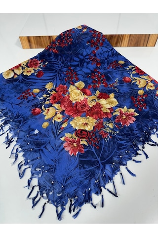 Sökme Boncuklu Pamuk Yazma - 05650 Saks Mavisi