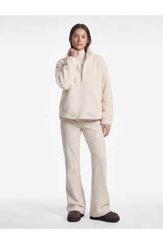 Koton Uzun Kollu Cepli Yarım Fermuarlı Spor Peluş Sweatshirt Ekru 6wak20011nk Ekru