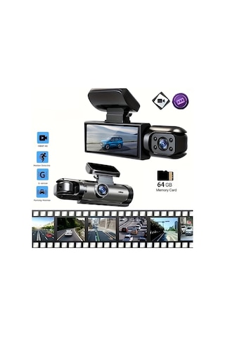 Xuweiwei Ouyaaqii Geliştirilmiş Çift Lensli Araç Dvr 64gb Hafıza Kartı Hızlı Şarj 1080p Hd Gece Görüşü