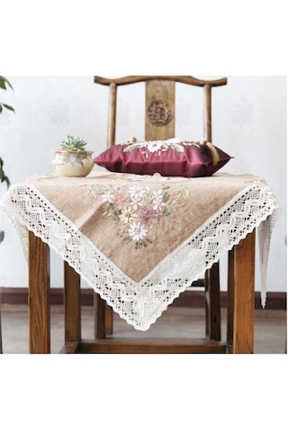 Suntek Nakış Kahve Için Baskılı Damgalı Kanaviçe Masa Örtüsü Seti