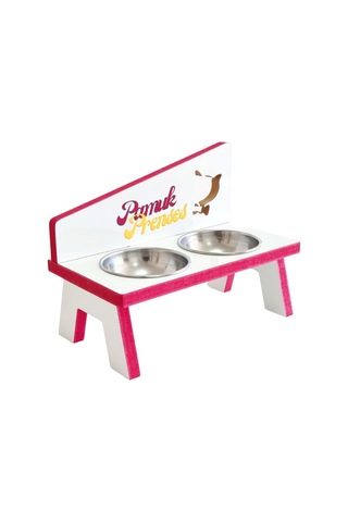 LİVA AHŞAP Kedi Ve Köpek Mama Ve Su Kabı - 2'li Çelik