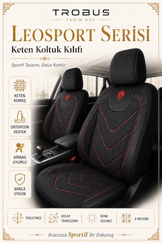 Bmw X5 2015 2016 2017 2018 2019 Uyumlu Leosport Serisi Siyah Kırmızı Oto Koltuk Kılıfı