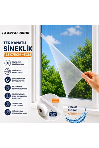 Kayra Tül Sineklik 125x75cm 5cm Pencere Tek Kanat