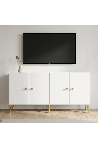 Ka1817bg Simple Konsol Ve Tv Sehpası Beyaz-gold 180cm