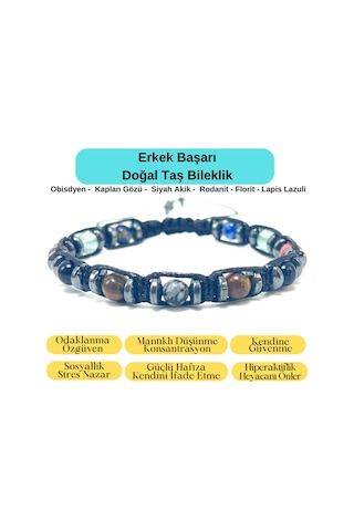 Sertifikalı Erkek Başarı Doğal Taş Erkek Bileklik Ayarlanabiilir Ölçü Çok Renkli