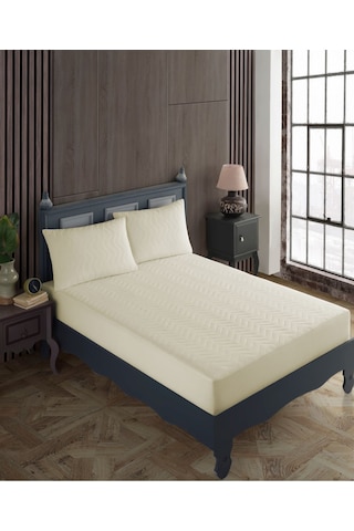 Tek Kişilik Alez Seti %100 Pamuk Kapitone Su Sıvı Geçirmez Yatak Yastık Alezi Yatak Yastık Koruyucu Bej