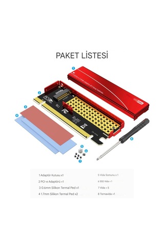 M.2 Nvme'yi Pcı-e 4.0 X16 Adaptörüne Dönüştürücü Isı Emicili İle
