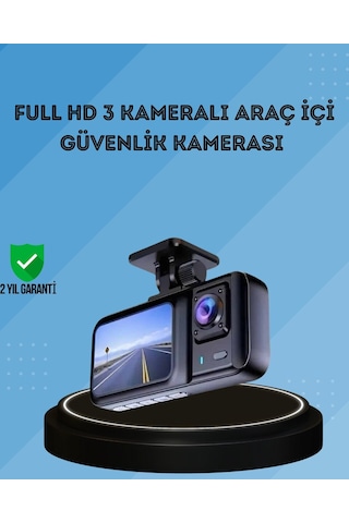 360 Kapsama Sahip Full Hd Araç Kamerası 3 Lü Kayıt Gece Görüşlü Dashcam 98075128