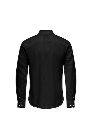 Only & Sons Erkek Onscaiden Slim Fit Keten Gömlek 22012321 Siyah