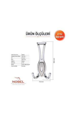 Zepli N Portmanto Askısı, Metal Vestiyer Askısı, Açik Krom Matkrom, Duvar Ve Dolap Askılığı 5'li Set Vidalı