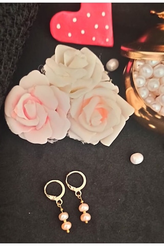 24k Altın Kaplama Gerçek Şekilsiz Somon İnci Dorika Detaylı Tasar Gold