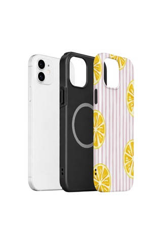 Apple iPhone Uyumlu 11 Vorian Çift Katmanlı Magsafe Kılıf Pink Lemon Window