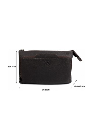 Alphaclub Bag Erkek Hakiki Deri Acı Kahverengi Çok Bölmeli Fermuarlı El Ve Portföy Çantası