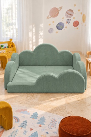 Funbed Junior Bulut Tasarımlı Çocuk Yatağı, Karyola Ve Oyun Matı Seti Yeşil - 938609351