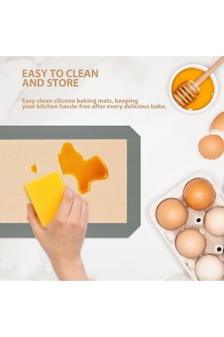 Maoyaya Silikon Pişirme Matı, 3'lü Paket - Yapışmaz, Isıya Dayanıklı, Gıda Güvenli, Sarı-gri Sarı - gri