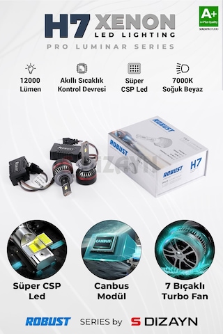S-dizayn Pro Luminar H7 Led Xenon / 60w / 12000lm / 7000k A+ Kalite