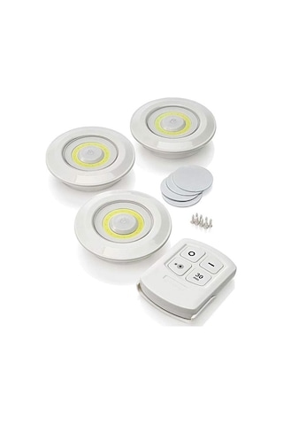Uzaktan Kumandalı 3lü Spot Led Lamba Pilli Dolap Işığı Fc086