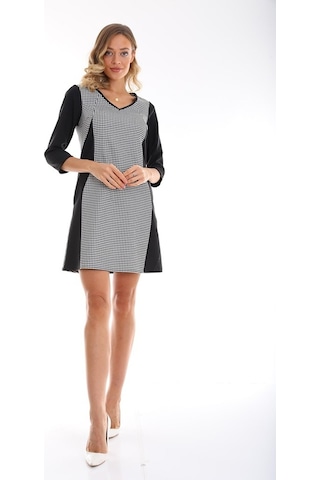 Etselements V Yaka Truvakar Kollu Kazayağı Mini Ofis Elbise