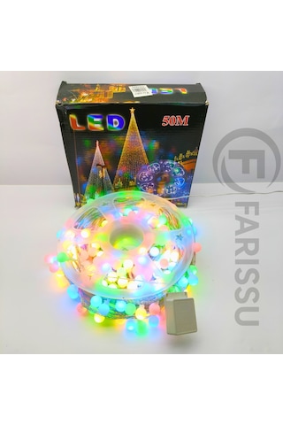 50 Metre Rgb Led Top Işık Metrede 5 Led Toplam 250 Led 8 Modlu Oda & Yılbaşı Aydınlatması Şeffaf