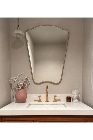 Asimetrik Duvar Aynası/gold Çerçeveli Düzensiz Dekor Ayna/banyo Aynası Gold 60 X 80 Çok Renkli
