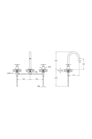 Artema Origin Classic 3 Delikli Lavabo Bataryası Krom A42891 Beyaz