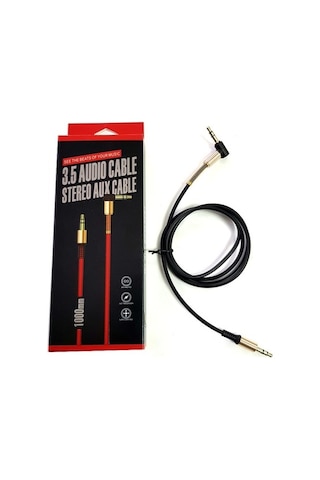 Electroon 3,5Mm Stereo Gold Jaklı Siyah Silikon Aux Kablo 1Metre