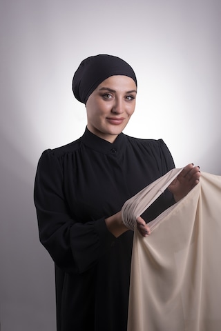 Halven Yavru Ağzı Pratik Hazır Geçmeli Şal Şifon Boru Boneli 3001 35