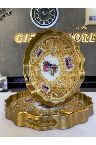 Yuvarlak Tepsi Kçk Altın