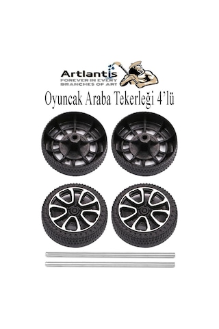 Oyuncak Araba Tekerleği Seti 4 Lü 1 Paket Plastik Tekerlek Deney İçin 2 Adet Metal Şaft Proje Deney Seti