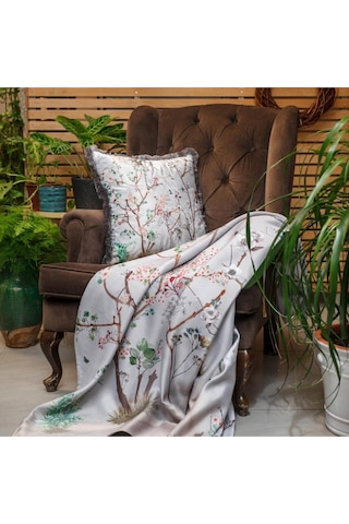 Gri Bahçe Tasarımlı Yastık/kırlent Dolgu Boncuk Elyaf, Uluslararası Yıkama Ve Solmama Sertifikası Çok Renkli