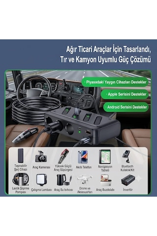 Araç Oto Çakmak Çoklayıcı Çoğaltıcı Soketi Usb Çakmaklık 187w Maks
