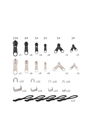 194 Adet Çinko Alaşımlı Boyalı Naylon Fermuar Çektirme Seti Giyim Çadırı Kurulumu İçin