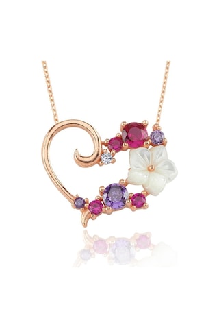 Aşk Senfonisi Manolya Çiçeği Rose Renk Flowers Gümüş Kolye