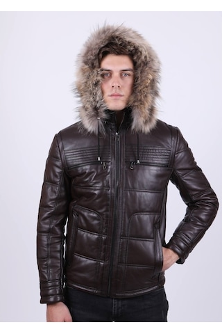 New Zaya Leather Erkek Şişme Deri Mont Siyah