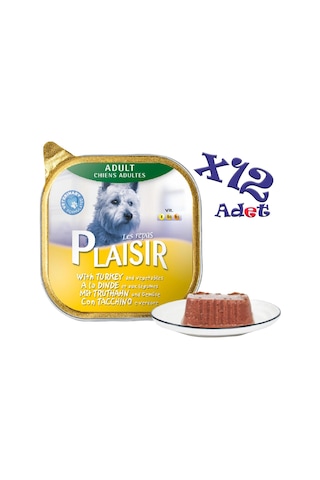 Plaisir Hindi Etli Pate Konserve Yetişkin Köpek Maması 12 x 150 G