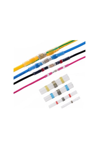 800 Parça Lehimli Makaron Seti Kablo Birleştirici Ek Muf 4+1 Çeşit Plastik Çantada