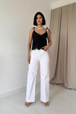 Soonaksesuar Siyah Bağcıklı Brode Bluz Siyah