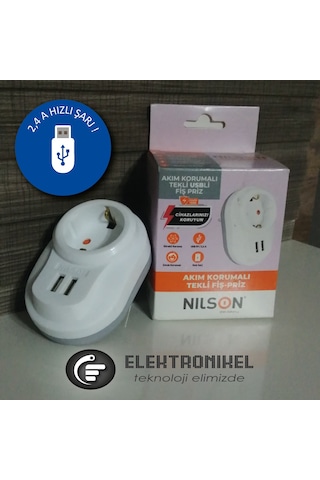 Nilson Akıllı Priz - Akım Koruma, Çocuk Koruma, USB Hızlı Şarj