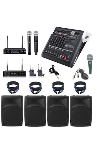 Okul Etkinlik Ses Sistemi 12'' Kabin Hoparlör Anfi Mikrofon