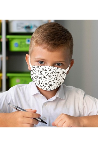 50 Adet Yıkanabilir Beyaz Çocuk Maske-2