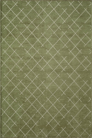 Malta Mlt01y Yeşil Dekoratif Şönil Kilim Geometrik Desen Yıkanabilir Yumuşak Kaymaz Taban Halı Yesıl