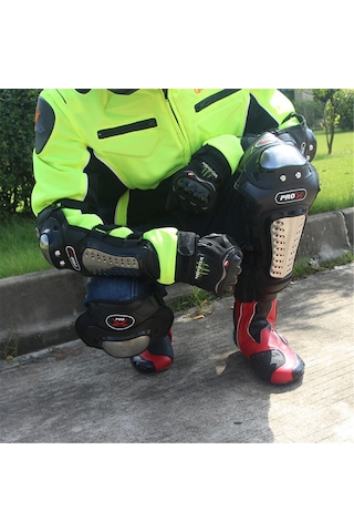 Vkemall Motorsiklet Koruyucu Seti: Çelik Korumalı Diz Ve Dirseklikler, Ayarlanabilir Kayışlı, Tüm Mevsimler İçin 4 Parça Diz 2 + Dirsek 2