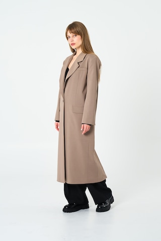 Kadın Bej Oversize Uzun Ceket Bej
